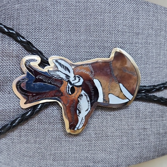 Amazing NWOT Native American Zuni Inlaid Antelope Bolo by Dale Edaakie ♥️🦌🎁 - Picture 13 of 13